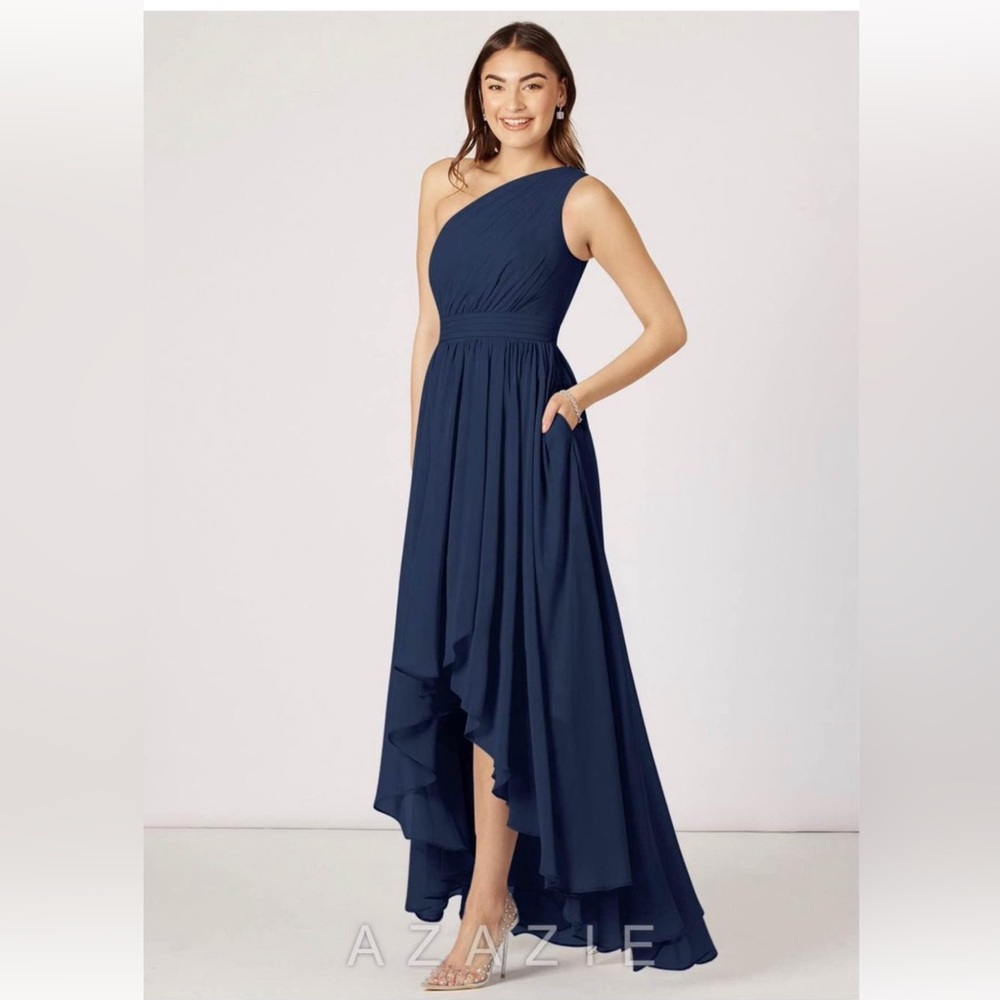 Azazie Mathilda Bridesmaid Dresses Size A14 Dark Navy